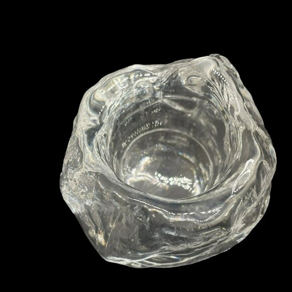 Pair Of Kosta Boda Crystal Snowball Votive Candleholders 3-Inch 3 Lbs Sweden Han - Picture 5 of 9